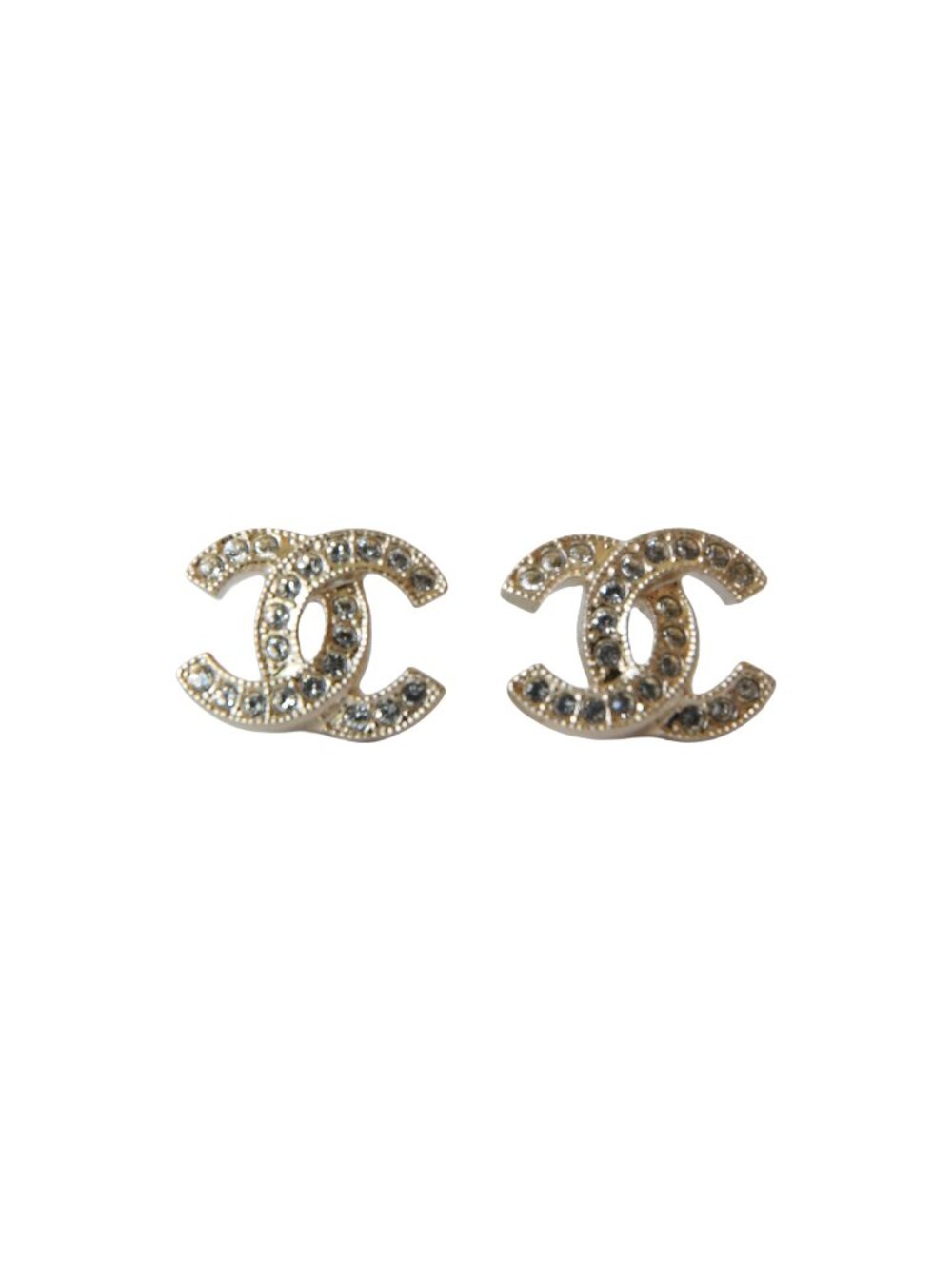 Chanel Crystal CC Logo Stud Earrings
